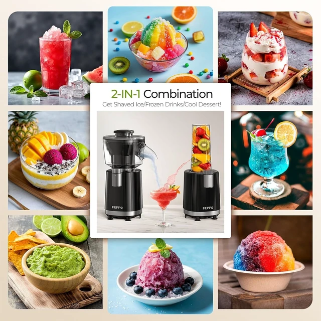 Alt view image 4 of 7 - Snow Cone Machine & Smoothie Blender 2 in 1, 700W Powerful Shaved Ice Machine Slushine Machine, Frozen Margarita Machine with Stainless Steel Blade, Smoothie Recipe, for Home Kitchen Party