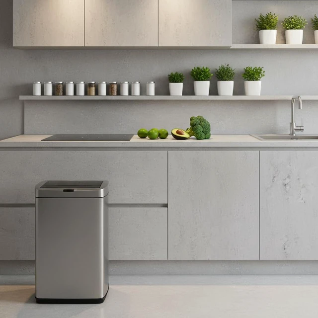 Alt view image 2 of 7 - 50 Litre Kitchen Trash Can with Lid 13.2 Gal Automatic Garbage Can