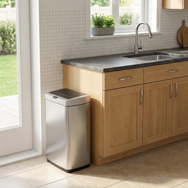 Alt view image 4 of 7 - 50 Litre Kitchen Trash Can with Lid 13.2 Gal Automatic Garbage Can