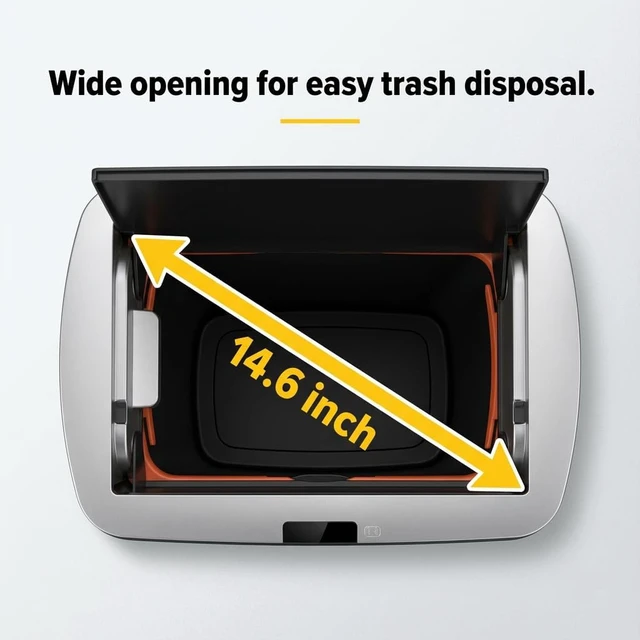 Alt view image 6 of 7 - 50 Litre Kitchen Trash Can with Lid 13.2 Gal Automatic Garbage Can