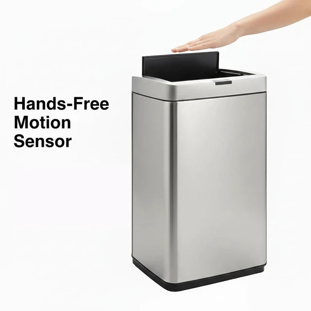 Alt view image 7 of 7 - 50 Litre Kitchen Trash Can with Lid 13.2 Gal Automatic Garbage Can