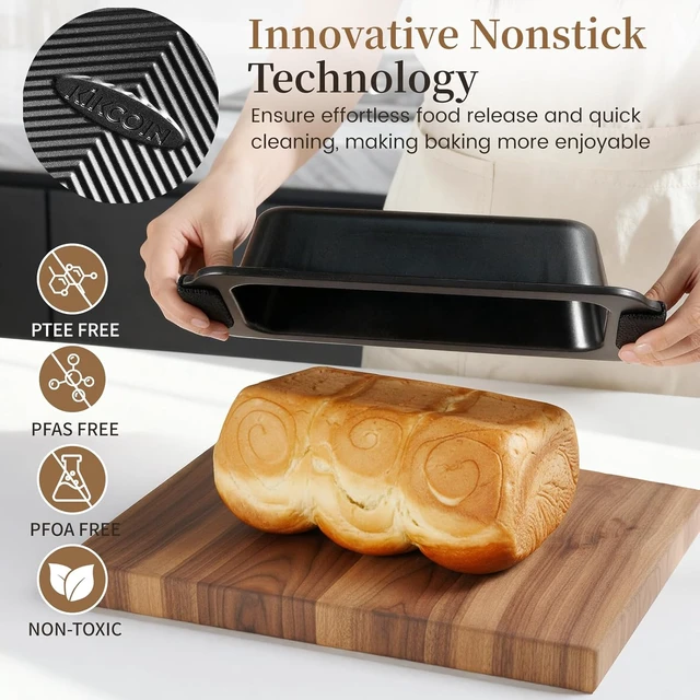 Alt view image 4 of 7 - 25-Piece Nonstick Baking Pans Set with Large Turkey Roasting Pan, Stackable Ceramic Bakeware Set, 450°F Oven Safe Baking Sheet Set with Silicone Handles, Cookie Sheets for Baking, Black
