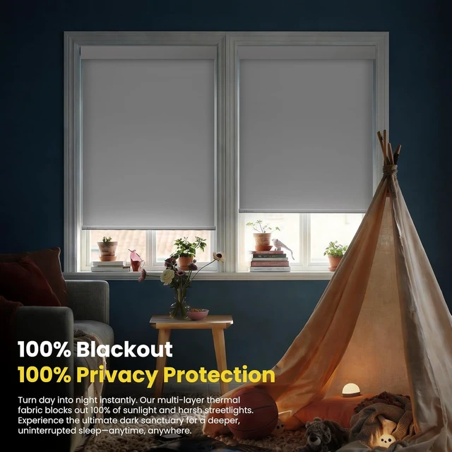Alt view image 2 of 7 - Motorized Blinds No Drill Automatic Blinds for Windows Cordless Roller Shades Electric Blinds with Remote Control Smart Blinds (White, 34.5 x 72)