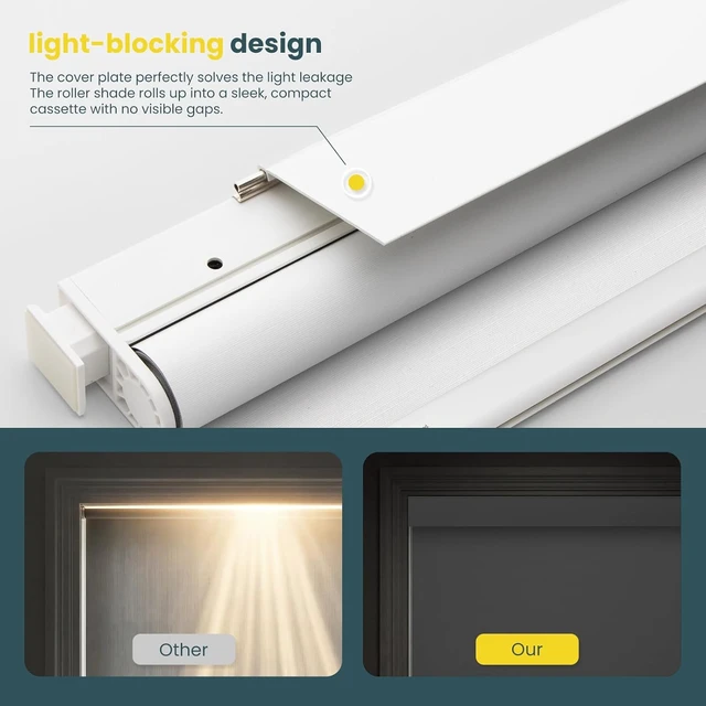 Alt view image 5 of 7 - Motorized Blinds No Drill Automatic Blinds for Windows Cordless Roller Shades Electric Blinds with Remote Control Smart Blinds (White, 34.5 x 72)