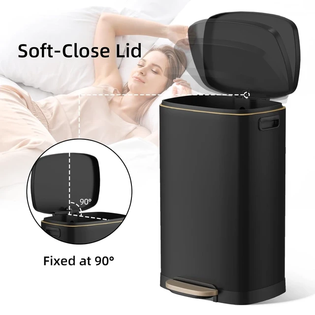 Alt view image 3 of 7 - 13 Gallon/50L Stainless Steel Step Pedal Kitchen Trash Can with Lid