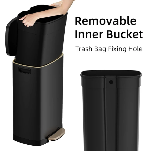 Alt view image 4 of 7 - 13 Gallon/50L Stainless Steel Step Pedal Kitchen Trash Can with Lid