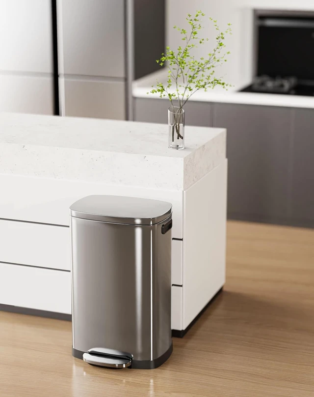 Alt view image 7 of 7 - Kitchen Trash Can with Lid 13 Gal Stainless Steel Pedal Garbage Can