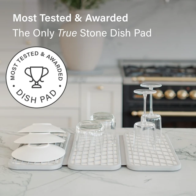 Alt view image 7 of 7 - Home Dish Pad - Collapsable Stone Dish Drying Mat with Diatomaceous Earth for Quick Drying - Ultra Absorbent - Encased in Silicone - Eco-Friendly, Foldable - Original 19.9"x15.2" Sandstone