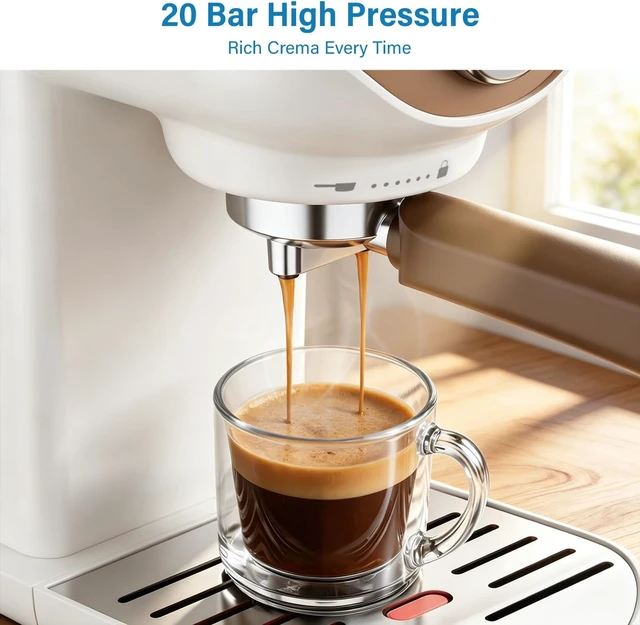Alt view image 2 of 7 - Espresso Machine, Compact Espresso Maker with Milk Frother, White
