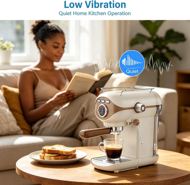 Alt view image 6 of 7 - Espresso Machine, Compact Espresso Maker with Milk Frother, White