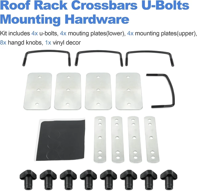 Alt view image 3 of 7 - Car Top Roof Rack Crossbars U-Bolts Mounting Hardware Installation Kit