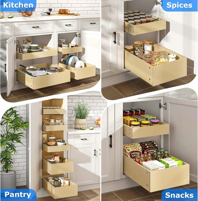 Alt view image 7 of 7 - Soft Close Pull Out Cabinet Organizer, 32" W x 22" D Pull Out Drawer for Cabinet, Bottom Mount Pull Out Drawers for Kitchen Cabinets, Durable Pullout Drawers for Home & Kitchen Organization