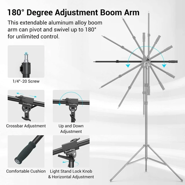 Alt view image 6 of 7 - 9.2ft Light Stand with Boom Arm, Photography Lighting Tripod