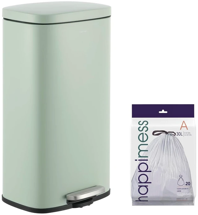 Main image of Curtis 8 Gal Step Trash Can Soft Close 25", Pistachio Gelato