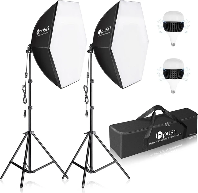 Main image of Softbox Photography Lighting Kit, 30"X30" Softbox Lighting Kit, 2pcs E27 Socket 5400K LED Bulb, Photo Studio Light for Portrait Lighting, Photography/Video Recording/Live Streaming/YouTube