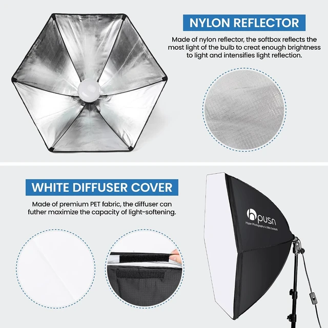 Alt view image 2 of 7 - Softbox Photography Lighting Kit, 30"X30" Softbox Lighting Kit, 2pcs E27 Socket 5400K LED Bulb, Photo Studio Light for Portrait Lighting, Photography/Video Recording/Live Streaming/YouTube