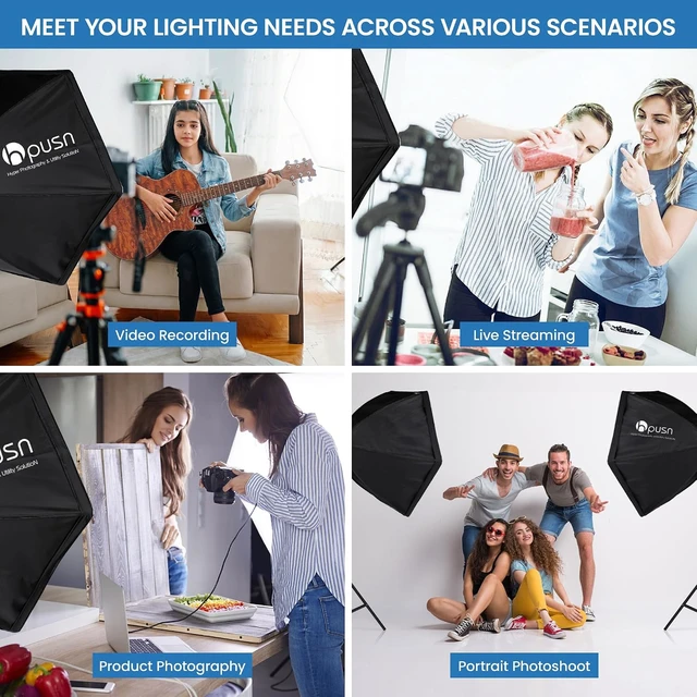 Alt view image 5 of 7 - Softbox Photography Lighting Kit, 30"X30" Softbox Lighting Kit, 2pcs E27 Socket 5400K LED Bulb, Photo Studio Light for Portrait Lighting, Photography/Video Recording/Live Streaming/YouTube