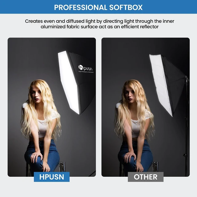 Alt view image 7 of 7 - Softbox Photography Lighting Kit, 30"X30" Softbox Lighting Kit, 2pcs E27 Socket 5400K LED Bulb, Photo Studio Light for Portrait Lighting, Photography/Video Recording/Live Streaming/YouTube