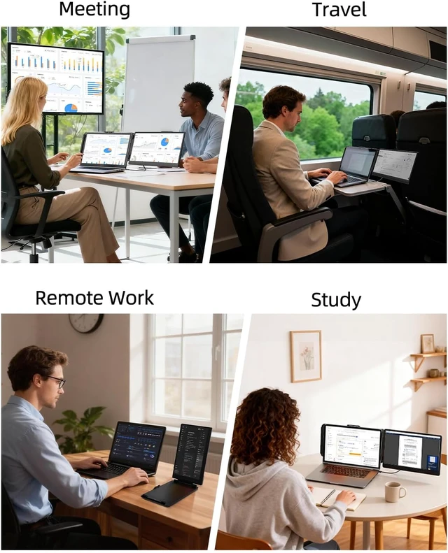 Alt view image 7 of 7 - Laptop Screen Extender, 14" FHD 1080P IPS Dual Laptop Monitor Extender, Plug n Play Portable Travel Monitor for Laptops 13.3"-17" with HDMI/USB-A/Type-C, Compatible with Windows Mac Chrome Android