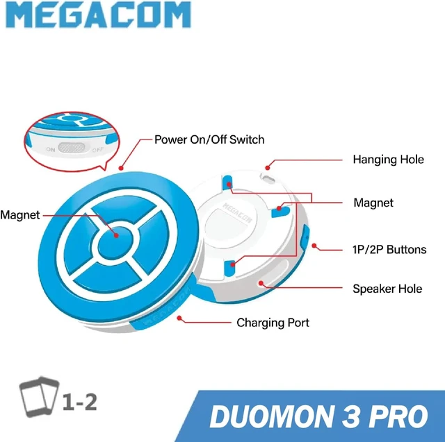 Alt view image 3 of 7 - Megacom DuoMon3 Pro 1P/2P Auto Catcher, Wireless Rechargeable Pocket Auto Catcher with APP Adjustable Lights, Vibration, Sound and One Touch Reconnect - Black (Pro Version)