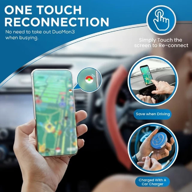 Alt view image 7 of 7 - Megacom DuoMon3 Pro 1P/2P Auto Catcher, Wireless Rechargeable Pocket Auto Catcher with APP Adjustable Lights, Vibration, Sound and One Touch Reconnect - Black (Pro Version)