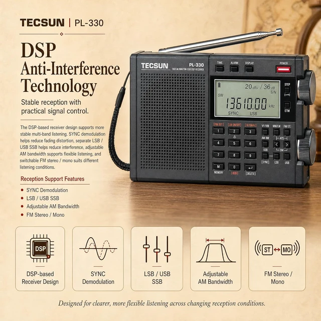 Alt view image 4 of 6 - Digital PL330 AM/FM/LW/SW Worldband Radio with Single Side Band Receiver