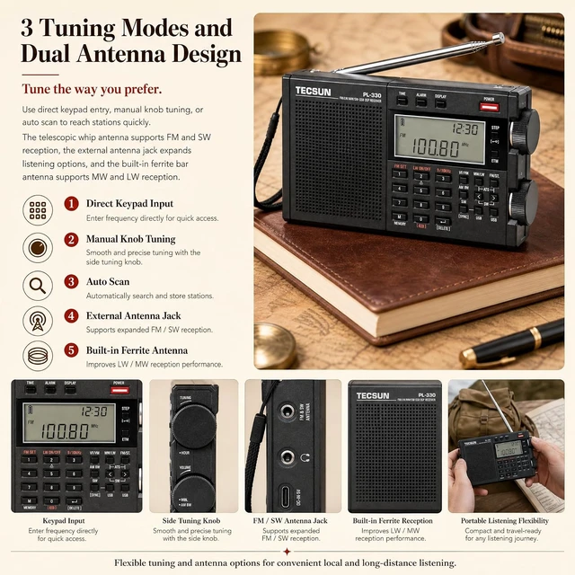 Alt view image 6 of 6 - Digital PL330 AM/FM/LW/SW Worldband Radio with Single Side Band Receiver