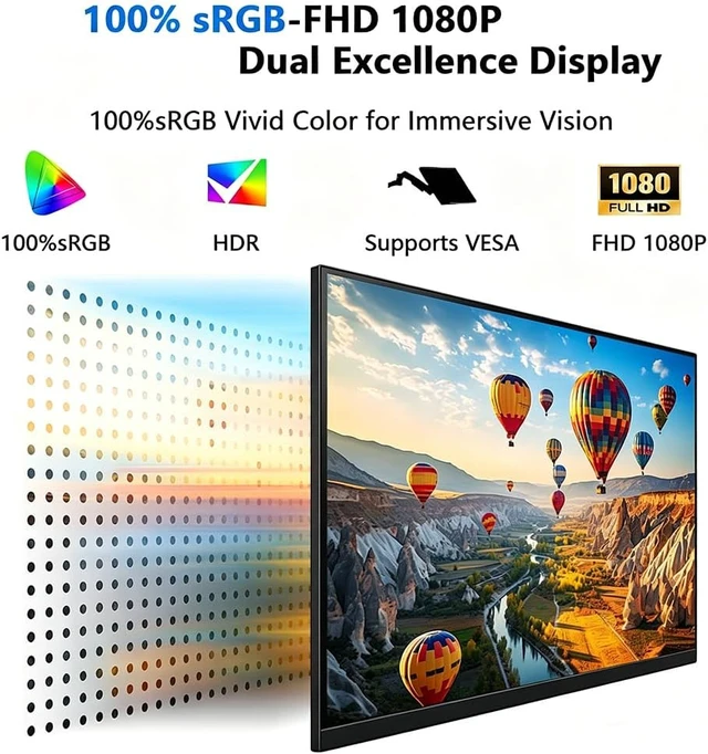 Alt view image 4 of 7 - 15.6''Portable Touchscreen Monitor 1080P VESA USB-C Vertical Monitor