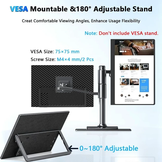 Alt view image 5 of 7 - 15.6''Portable Touchscreen Monitor 1080P VESA USB-C Vertical Monitor