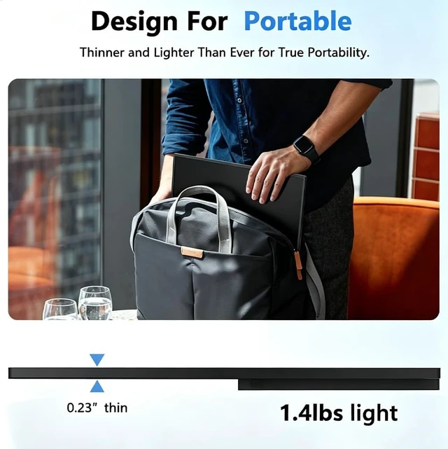 Alt view image 7 of 7 - 15.6''Portable Touchscreen Monitor 1080P VESA USB-C Vertical Monitor