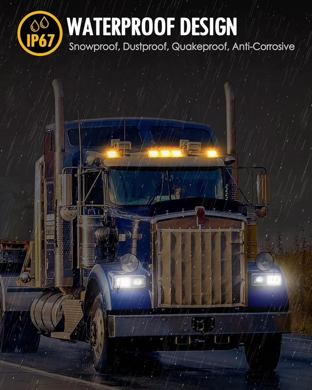 Alt view image 5 of 7 - 31LED Amber Cab Marker Light Waterproof Top Roof Running Cab Lights Compatible with Peterbilt/Kenworth/Freightliner//Western Star/Mack/International/Paccar Trailer Trucks
