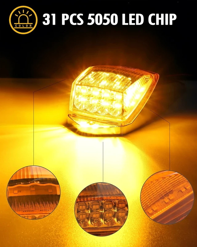Alt view image 6 of 7 - 31LED Amber Cab Marker Light Waterproof Top Roof Running Cab Lights Compatible with Peterbilt/Kenworth/Freightliner//Western Star/Mack/International/Paccar Trailer Trucks