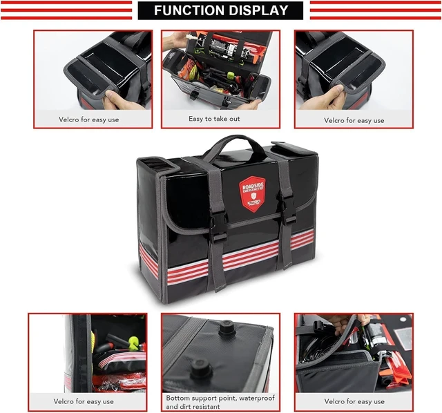 Alt view image 5 of 7 - Car Emergency Kit (126 Piece)Gift for Father Women Friend, Premium Roadside Assistance Essentials with Jumper Cables Tow Rope- Ideal Auto Road Safety Kit for Truck, RV