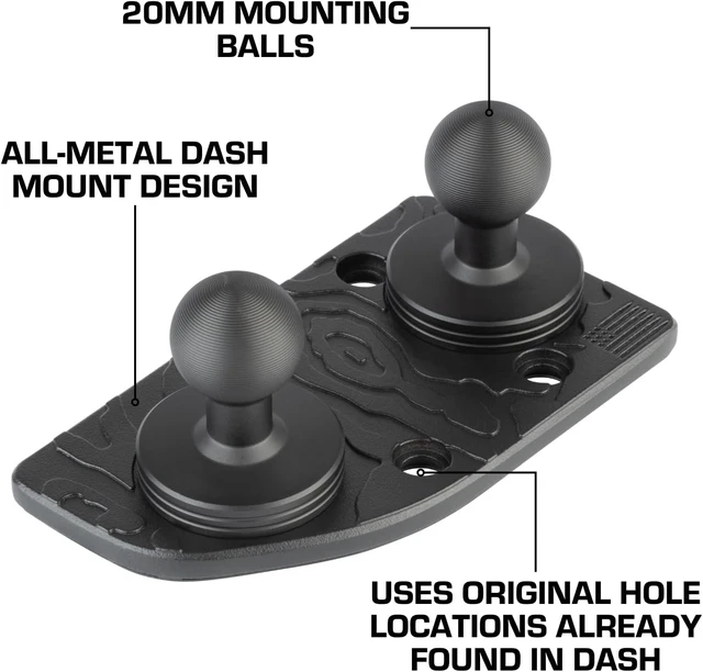 Alt view image 2 of 5 - Metal Dash Mount Cell Phone Holder & Action Camera Bracket Compatible with 2024+ Jeep Wrangler JL, 4xe & Gladiator Dual 20mm Ball Base (Driver Side Magsafe Compatible)