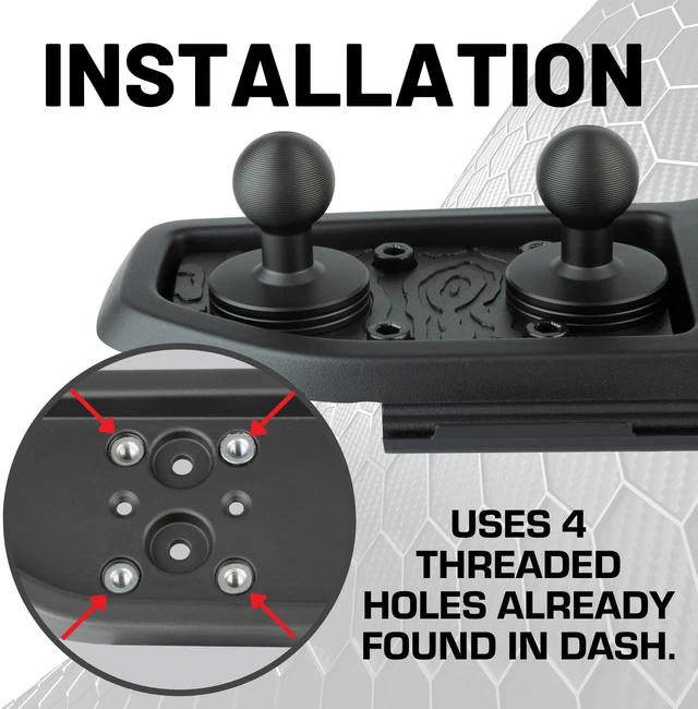 Alt view image 4 of 5 - Metal Dash Mount Cell Phone Holder & Action Camera Bracket Compatible with 2024+ Jeep Wrangler JL, 4xe & Gladiator Dual 20mm Ball Base (Driver Side Magsafe Compatible)