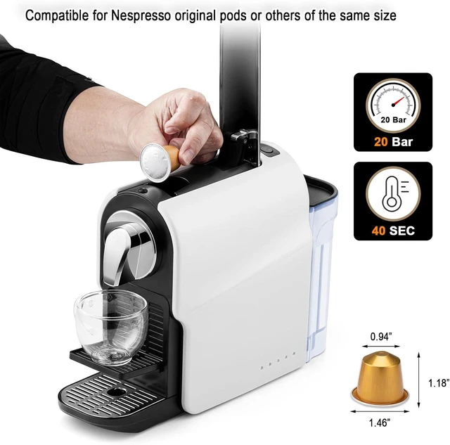 Alt view image 2 of 7 - Espresso Pod Machine for Home, Capsule Coffee Maker for NS Original Pods, 20 Bar High Pressure Pump, 22oz Removable Water Tank, Adjustable Cup Tray, 1350W
