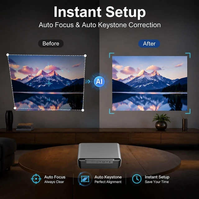 Alt view image 3 of 7 - Native 1080P 350ANSI USB-C Powered Smart Portable Outdoor Projector