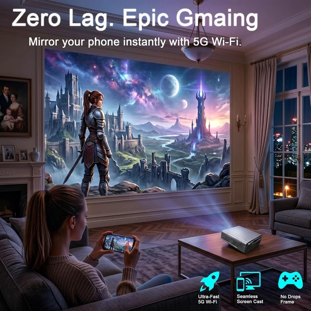 Alt view image 6 of 7 - Native 1080P 350ANSI USB-C Powered Smart Portable Outdoor Projector