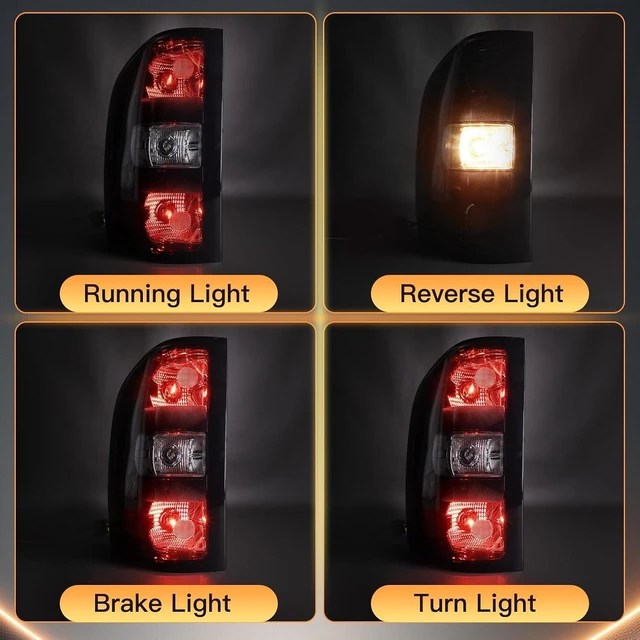 Alt view image 4 of 7 - Smoked Black Tail Lights with Red Bulbs fit for 20072013 Chevy Silverado 1500, 20072014 Silverado 2500/3500 Single Rear Wheel, Plug & Play Upgrade Murdered Out Rear Lamps