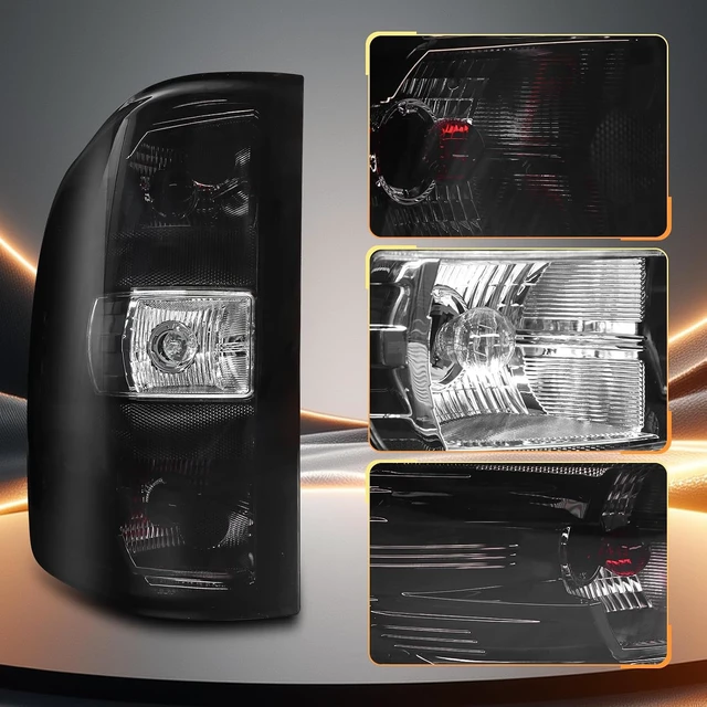 Alt view image 6 of 7 - Smoked Black Tail Lights with Red Bulbs fit for 20072013 Chevy Silverado 1500, 20072014 Silverado 2500/3500 Single Rear Wheel, Plug & Play Upgrade Murdered Out Rear Lamps