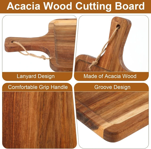 Alt view image 3 of 7 - 12set Acacia Wood Charcuterie Board with Knife, 14 x 8 Inch