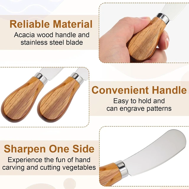 Alt view image 4 of 7 - 12set Acacia Wood Charcuterie Board with Knife, 14 x 8 Inch