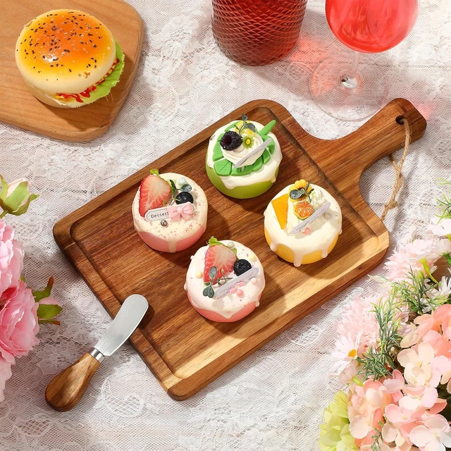 Alt view image 5 of 7 - 12set Acacia Wood Charcuterie Board with Knife, 14 x 8 Inch