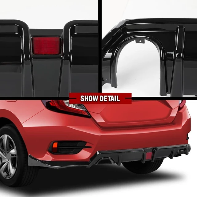 Alt view image 4 of 7 - Rear Lip Spoiler Diffuser Body kit Fit Honda Civic 2016-2021