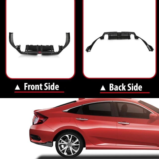 Alt view image 5 of 7 - Rear Lip Spoiler Diffuser Body kit Fit Honda Civic 2016-2021