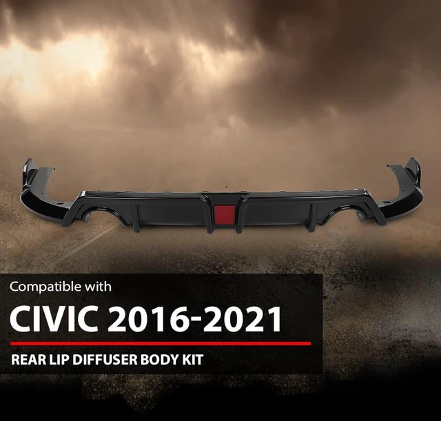 Alt view image 7 of 7 - Rear Lip Spoiler Diffuser Body kit Fit Honda Civic 2016-2021