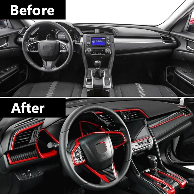Alt view image 2 of 7 - Carbon Fiber Interior Trim Kit for Honda Civic 10th Gen 2016-2021