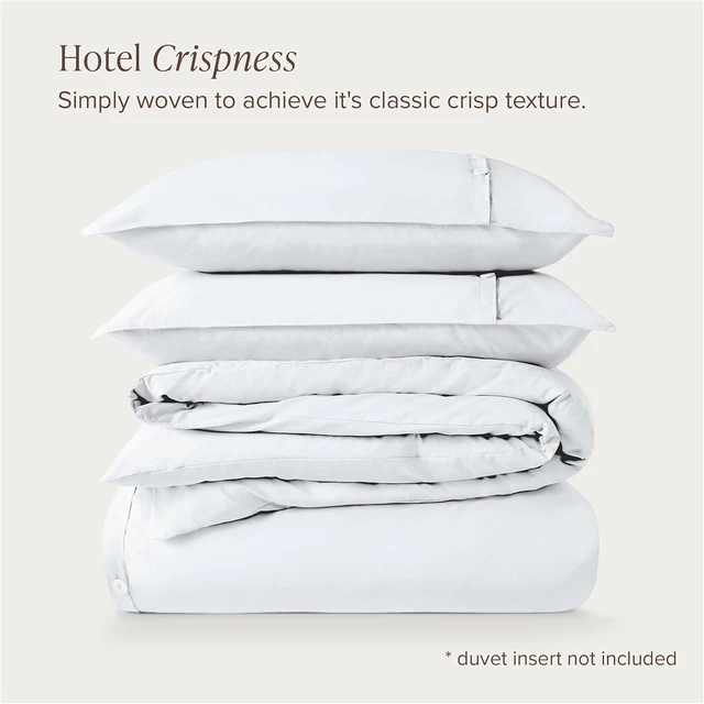 Alt view image 6 of 7 - 100% Organic Cotton Percale Duvet Cover Set (King, White)