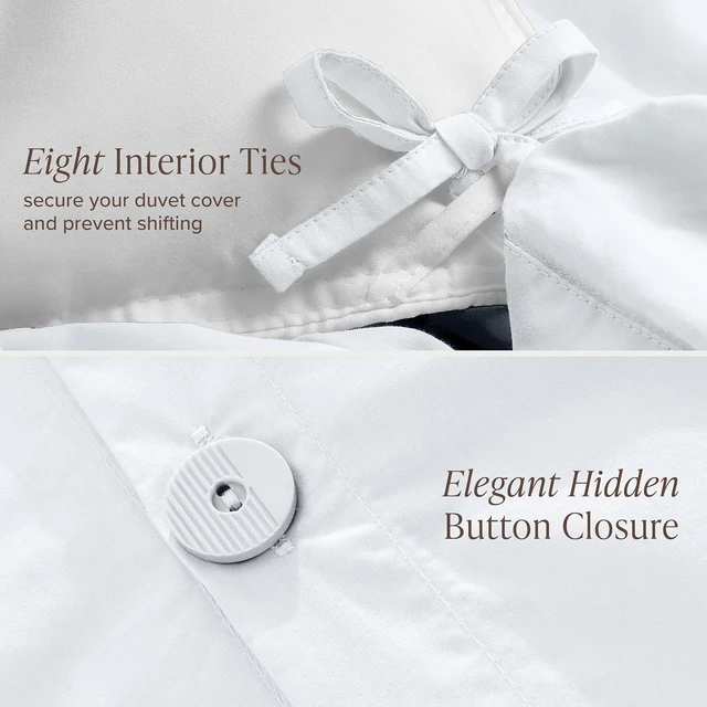 Alt view image 7 of 7 - 100% Organic Cotton Percale Duvet Cover Set (King, White)
