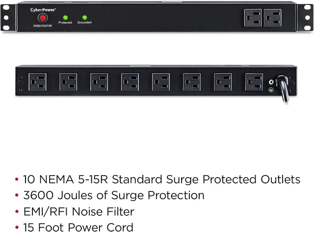 Alt view image 5 of 7 - RKBS15S2F8R Rackbar Surge Protector